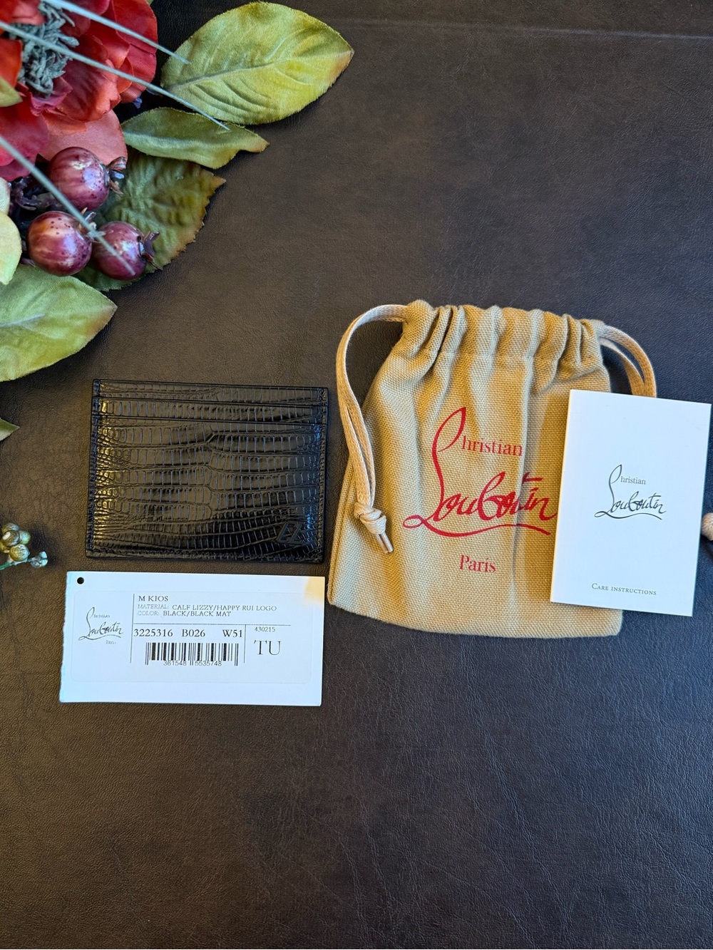 Christian Louboutin Logo Appliquéd Lizard Effect Glossed Leather Cardholder NWT - Picture 9 of 9
